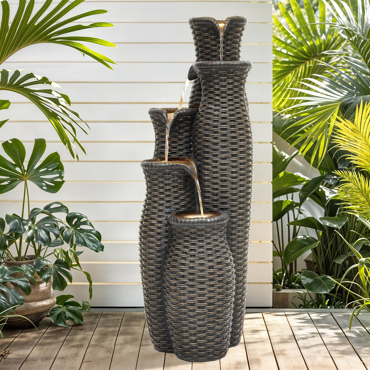 Autodaya faux-rattan texture close-up reveals detailed weave for natural outdoor charm.