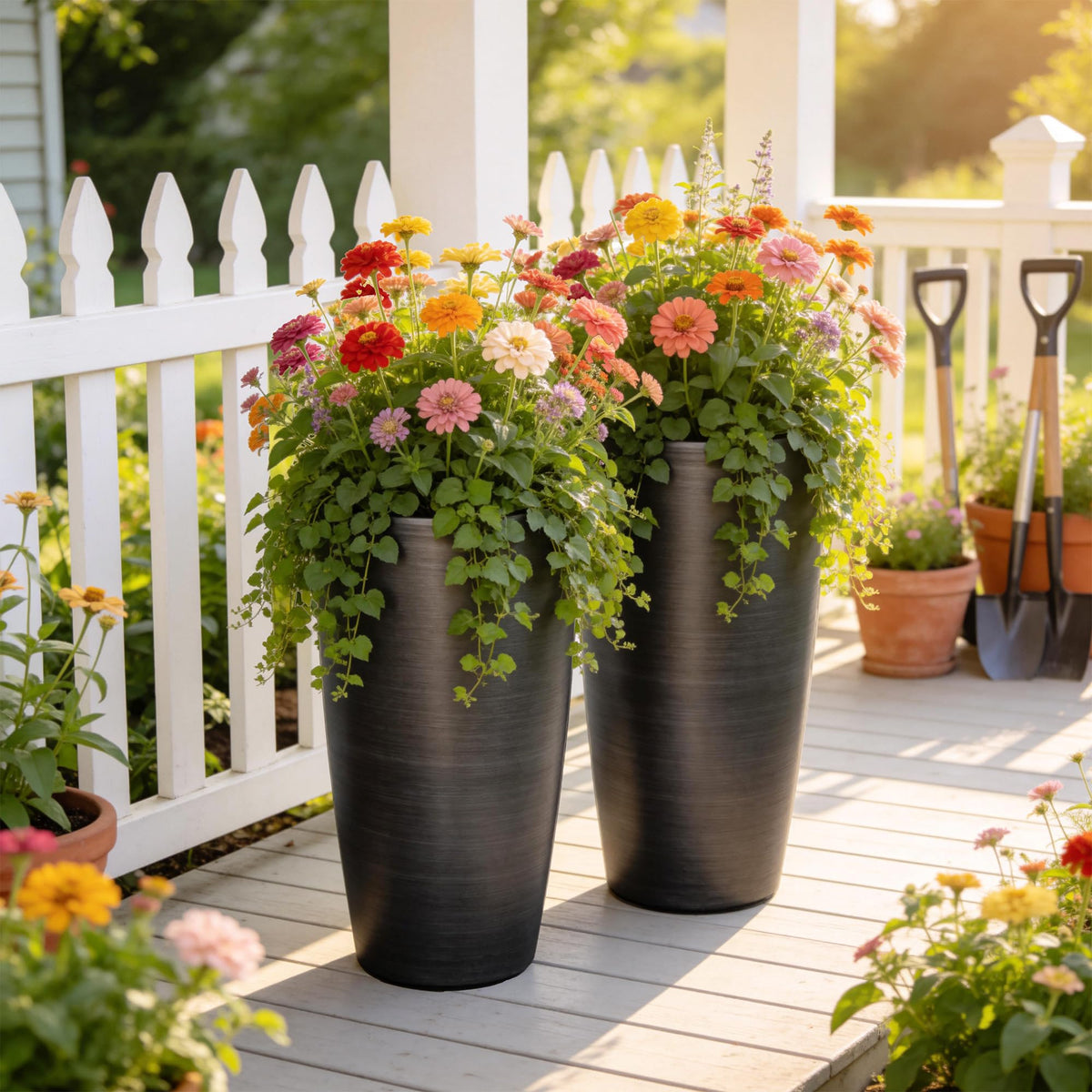 Autodaya heavy-duty resin planter closeup shows durable material and texture.