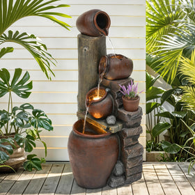 Autodaya outdoor fountain durable resin-fiberglass construction against weather