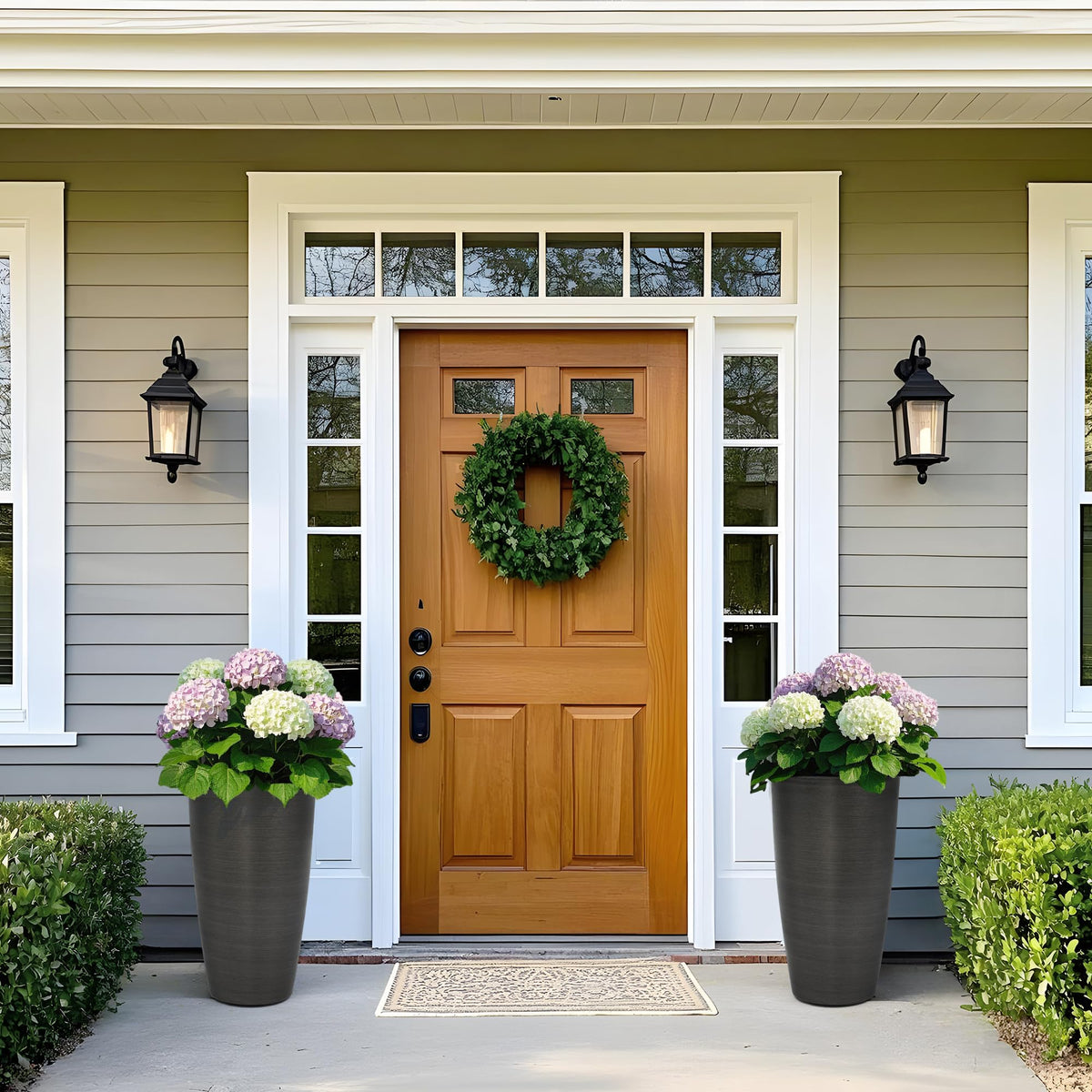 Autodaya brushed planter elevates tropical foliage with modern elegance.