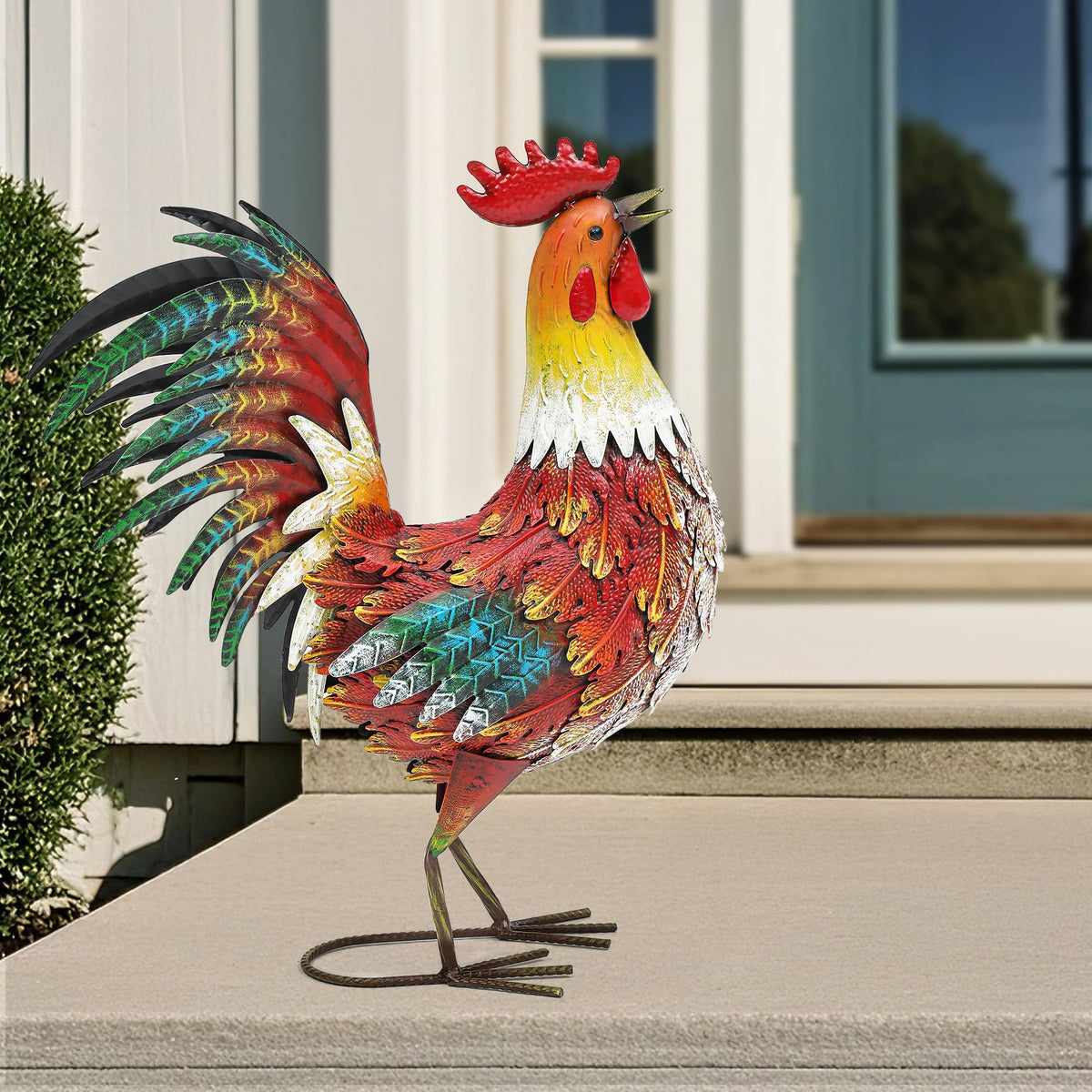 Autodaya rooster yard decor hand-painted finish adds vibrant, durable appeal
