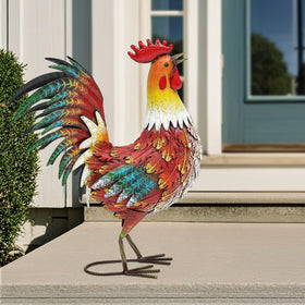 Autodaya rooster yard decor hand-painted finish adds vibrant, durable appeal
