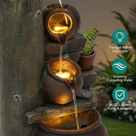 Autodaya setup friendly outdoor-indoor fountain with 6ft power cord