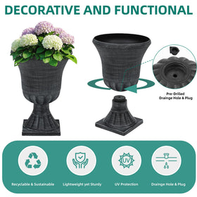Autodaya urn planter drainage holes with removable plugs support healthy growth.