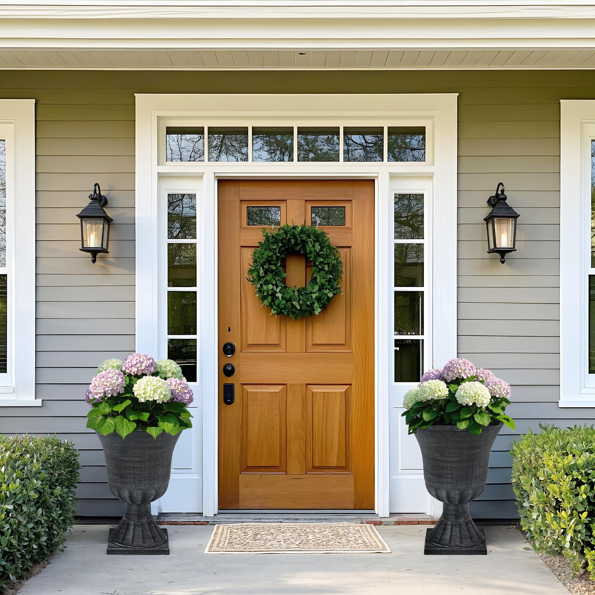 Autodaya 22-inch urn planter creates a stylish planted display idea.