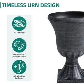 Autodaya 22-inch urn planter side profile shows elegant silhouette.
