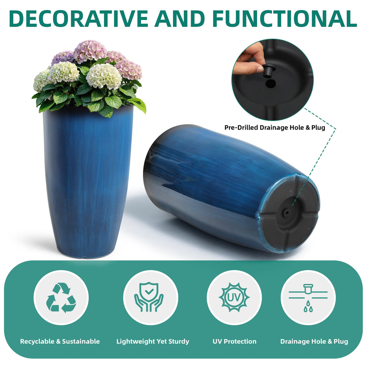 Autodaya UV-protected, weather-ready planters endure sun and rain