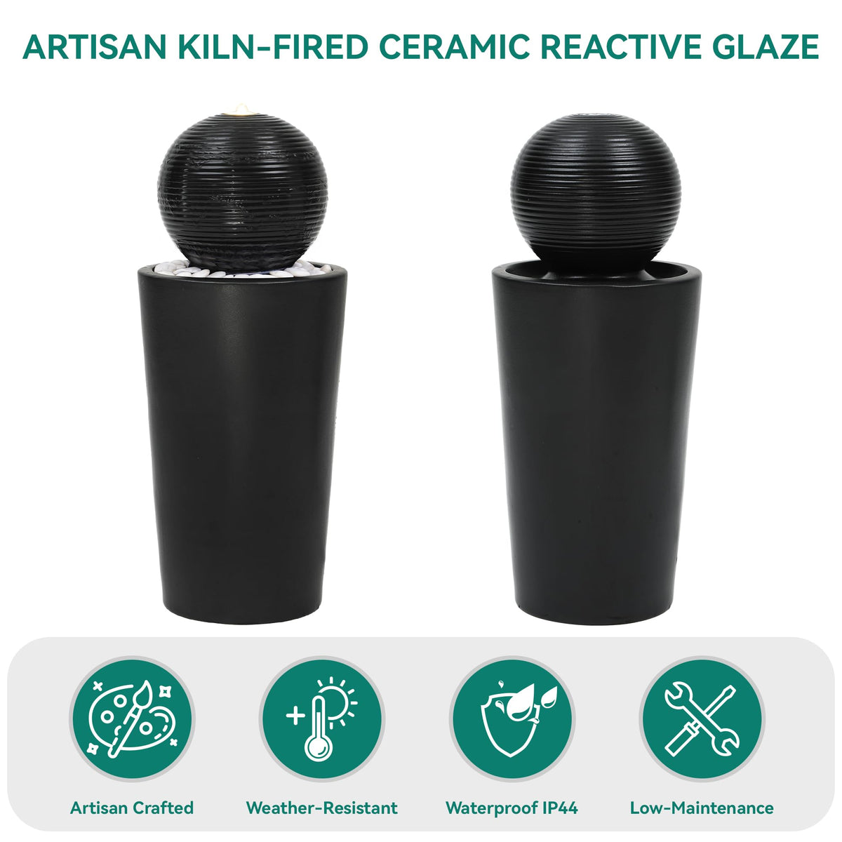 Autodaya weather-resistant ceramic construction, durable outdoor fountain for year-round use.