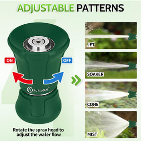 AUTOMAN adjustable spray modes from mist to jet for plants and patios