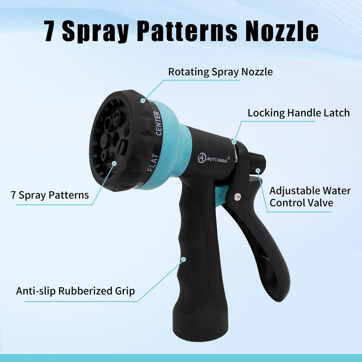 AUTOMAN EVA material keeps the hose lightweight and easy to handle.