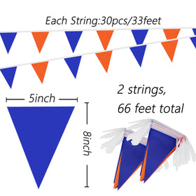 AuTop blue-orange pennant banner wedding decor in vibrant, festive style.