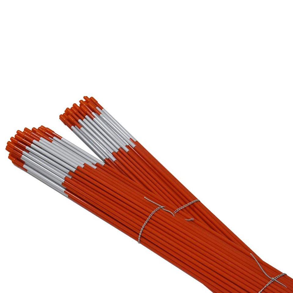 Autoparts 72-inch orange reflective driveway marker for nighttime visibility.