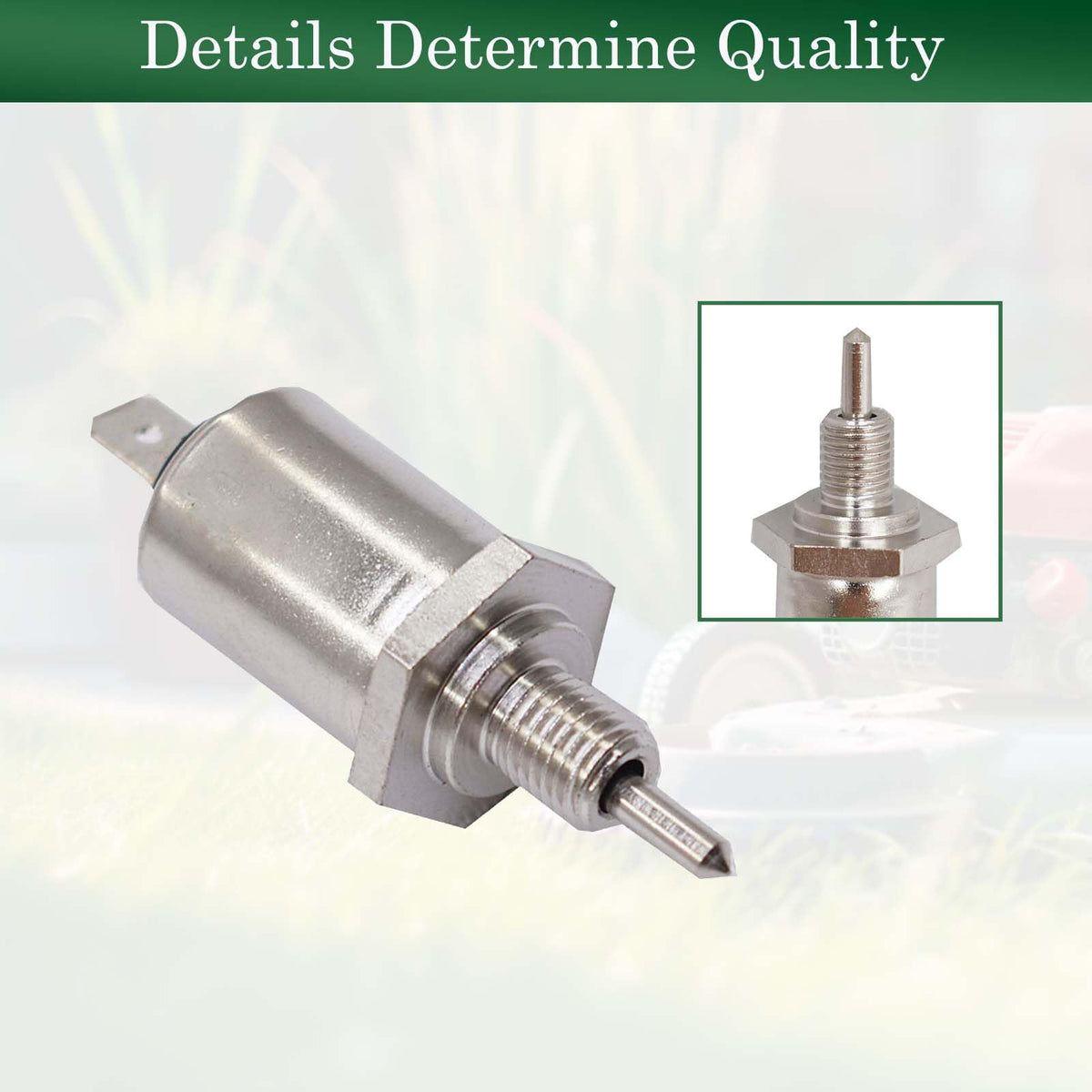 Autoparts solenoid uses durable material; long-lasting performance in daily mowing.