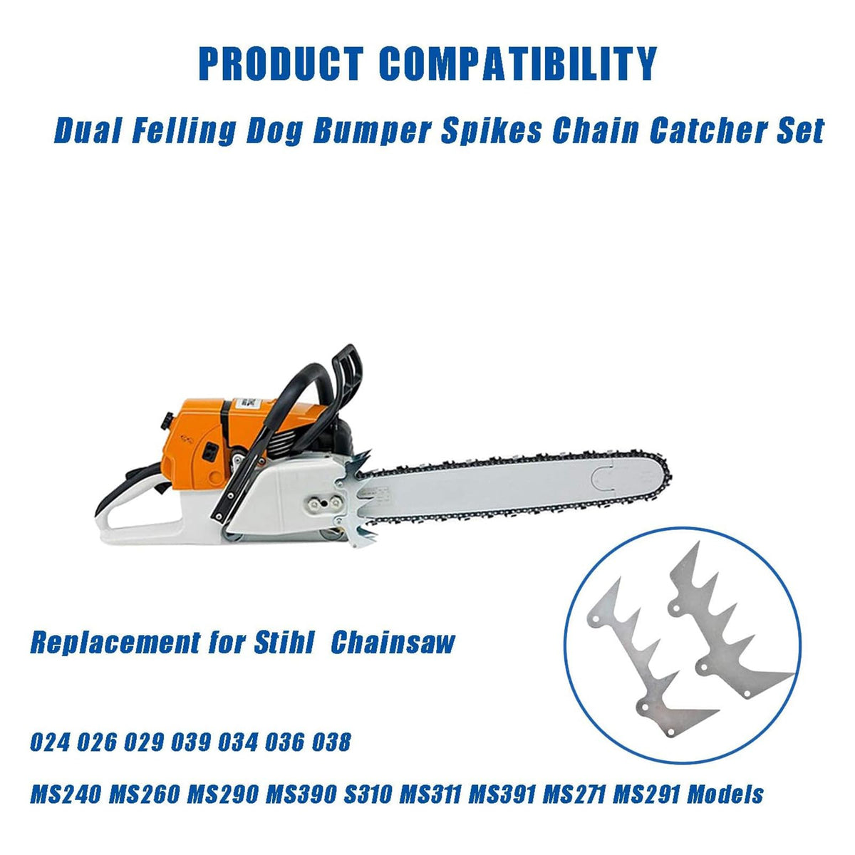 Autoparts stihl 029-039 series dogs image shows compatibility and powder coated finish.