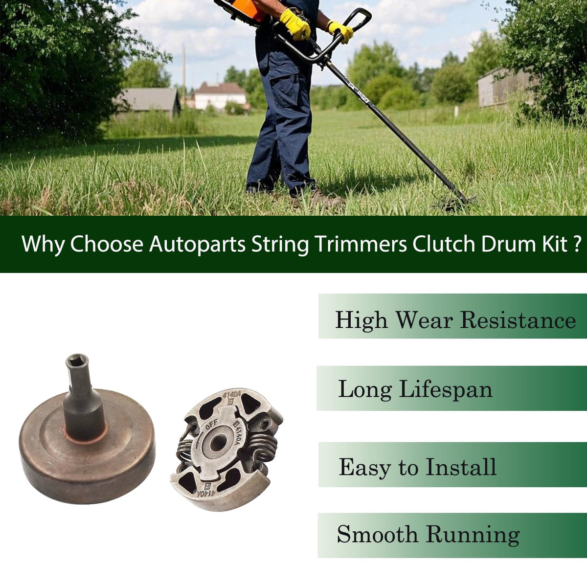 Autoparts trimmer repair kit in use; restores trimming performance
