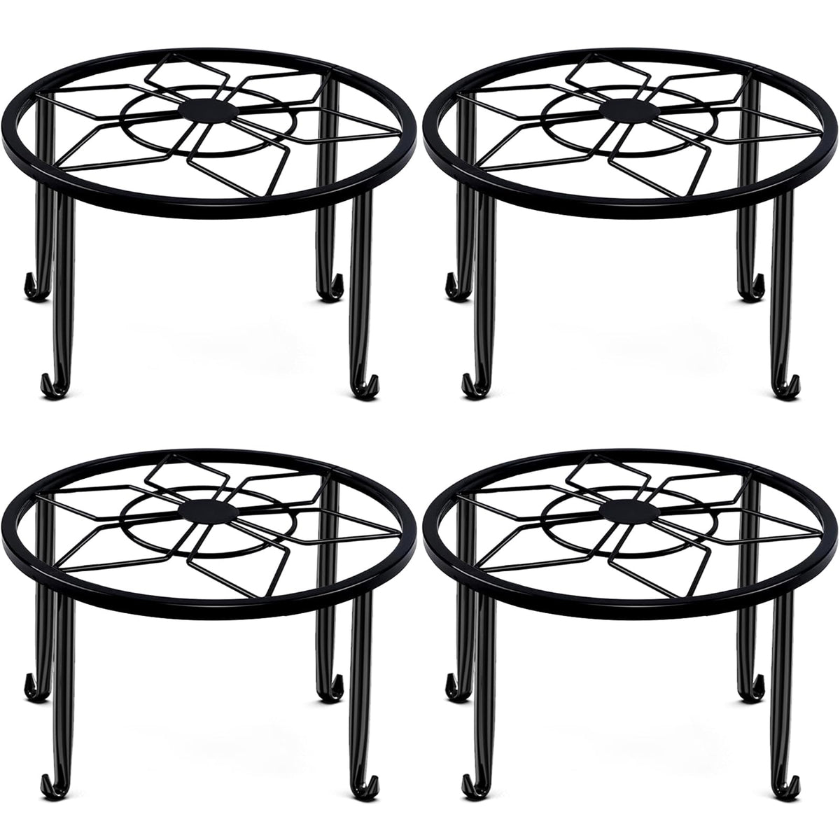 Autopromake 4-pack black metal plant stand top view, ideal for elegant indoor display.