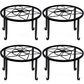Autopromake 4-pack black metal plant stand top view, ideal for elegant indoor display.