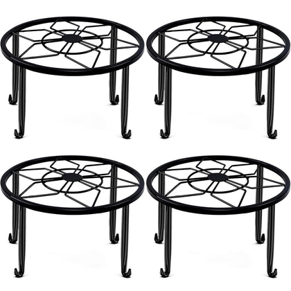 Autopromake 4-pack black metal plant stand top view, ideal for elegant indoor display.