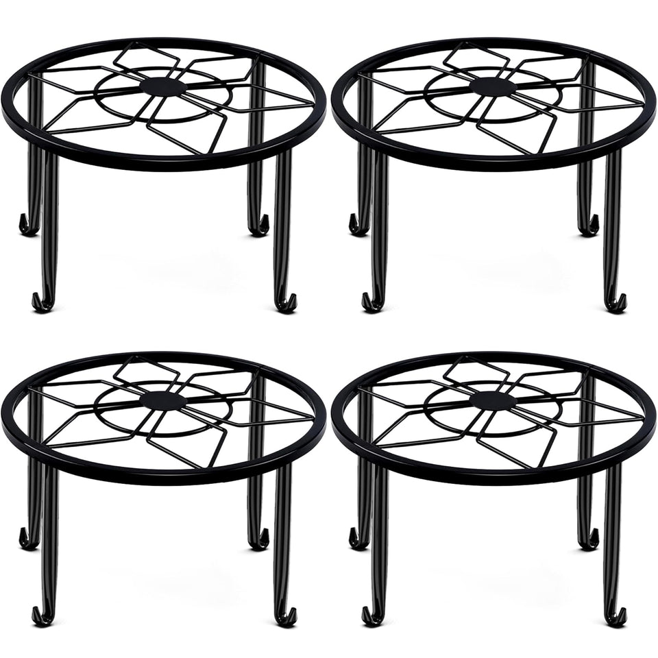 Autopromake 4-pack black metal plant stand top view, ideal for elegant indoor display.