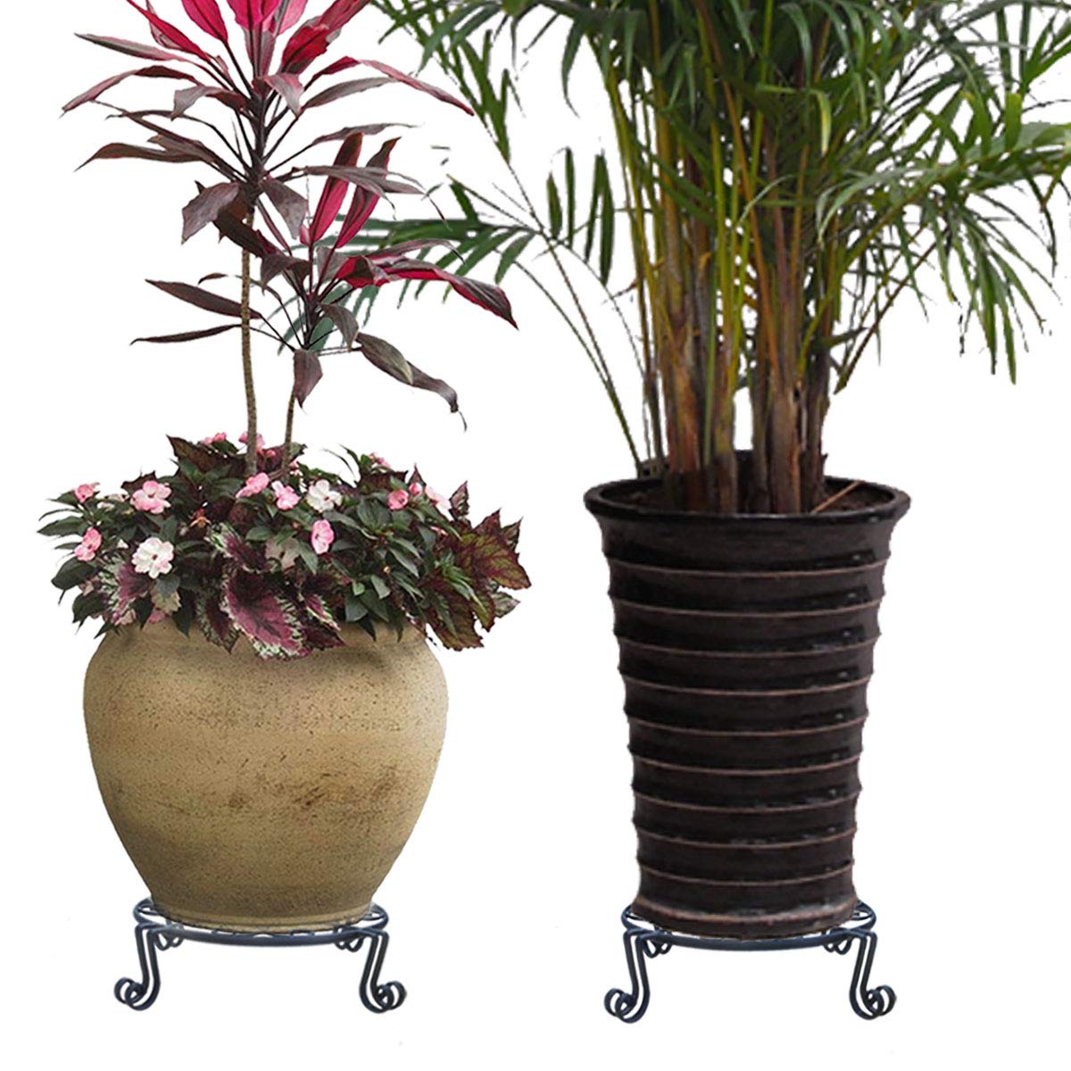 Autopromake bronze finish plant stand blends with natural decor
