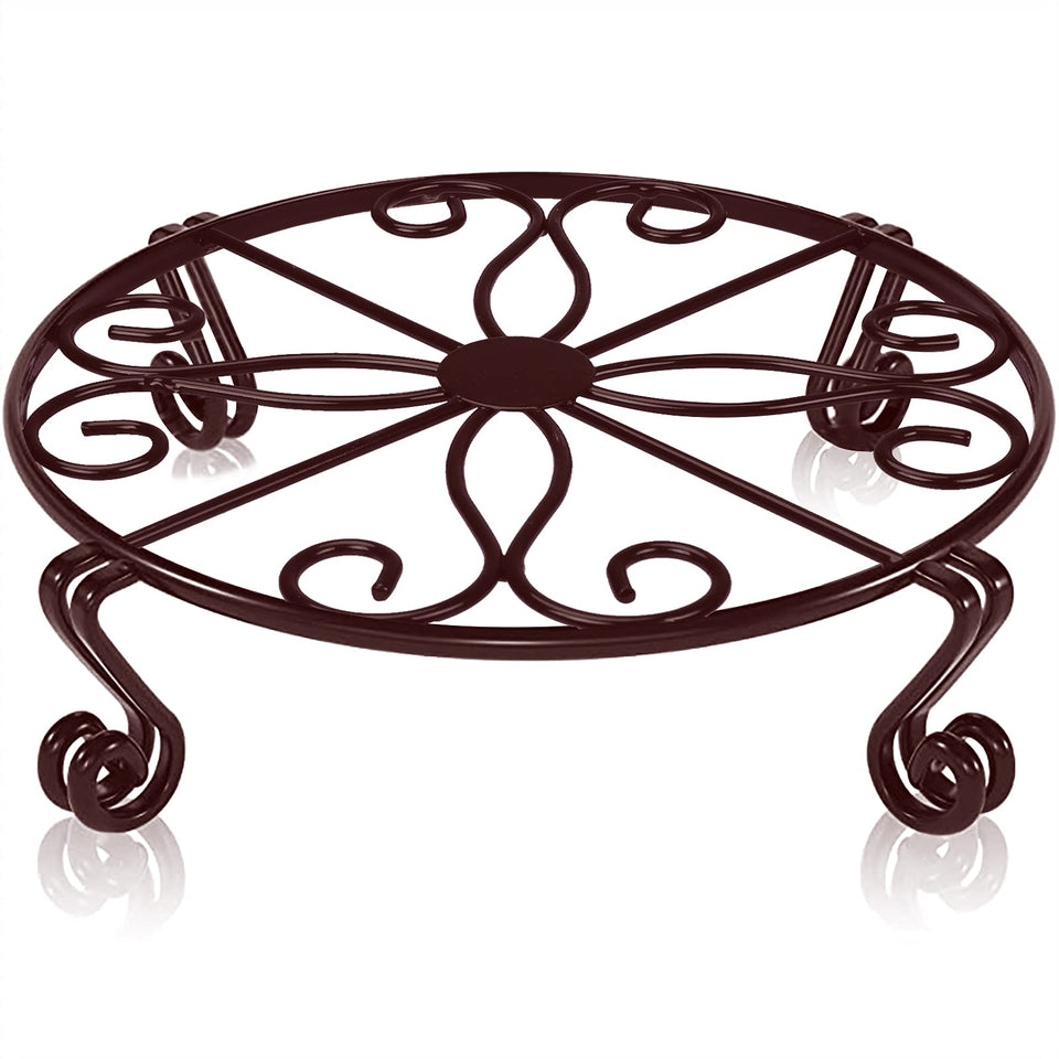 Autopromake brown plant stand with round base for sturdy indoor/outdoor pots