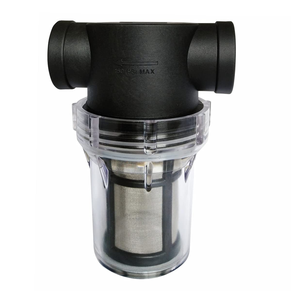 AutoRocking inline strainer with 3/4 in NPT protects pumps by catching debris before entry.
