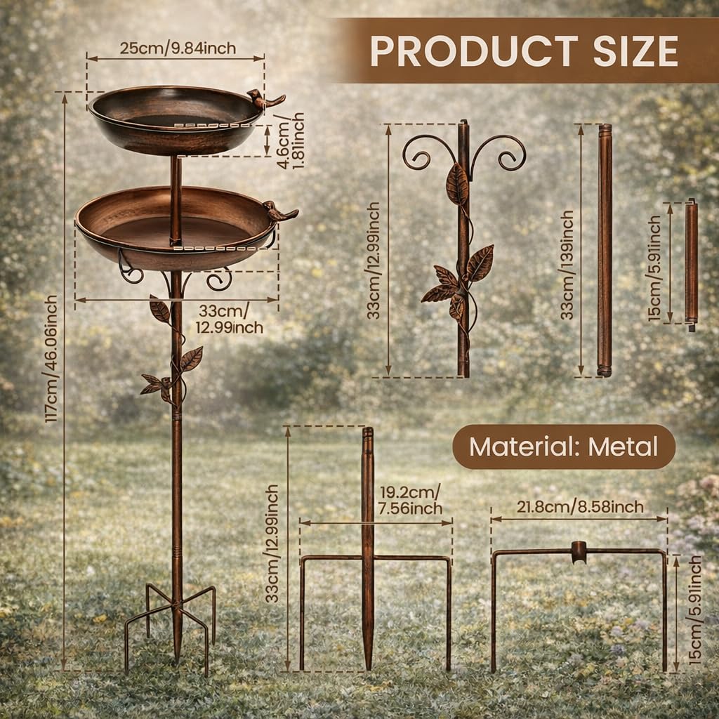 Autrovia weatherproof bird bath resists rust and UV damage for lasting outdoor use.