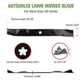 Autsurls 138498 blades side view showing durable construction for tough grass.