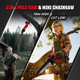 Autubin 2-in-1 mini chainsaw and pole saw design for versatile yard work