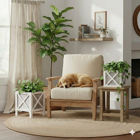 Autumn Alley corrugated metal planters with wood contrast for farmhouse decor.
