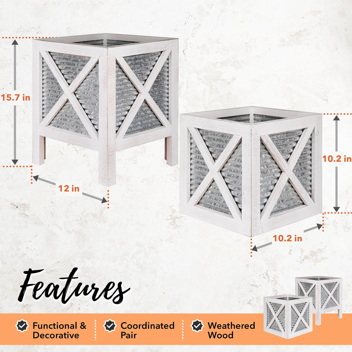 Autumn Alley square porch planter provides a compact, versatile display.
