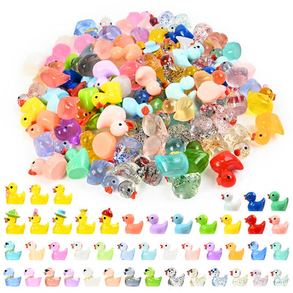 AUUTI 108-pack resin mini ducks illuminate shelves for DIY crafts