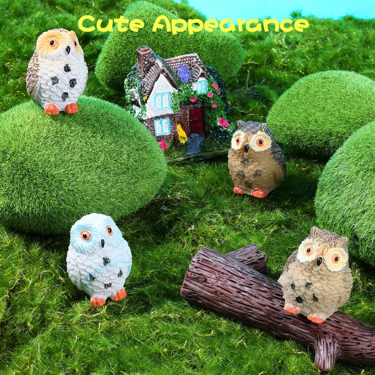 Auvitaya mini dollhouse owl set for decorative scenes.