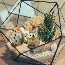 Auvitaya cream owl figurine suits fairy gardens and crafts.