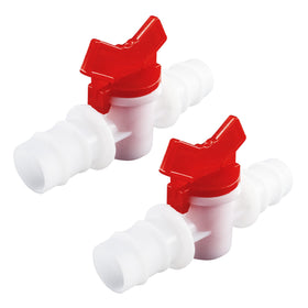 AUXBC drip valve barbed close-up highlighting durable plastic construction for irrigation.