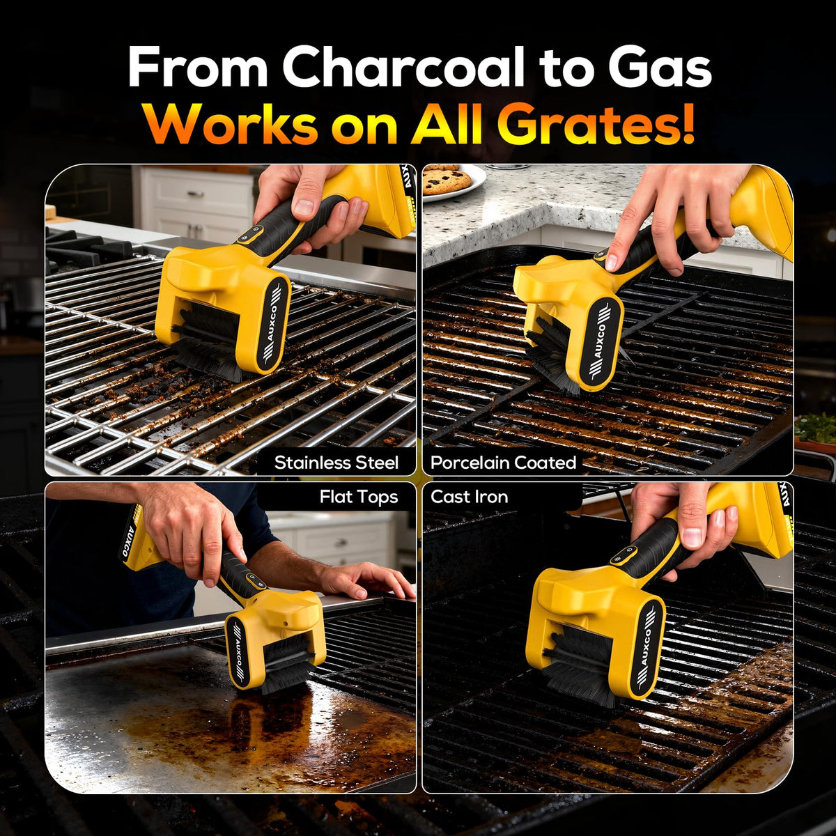 AUXCO compact handle design provides comfortable cleaning sessions