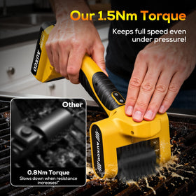 AUXCO grill brush with LED light illuminates grime for precise cleaning