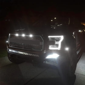 Kit does not include the grille; fits aftermarket Raptor-style grilles
