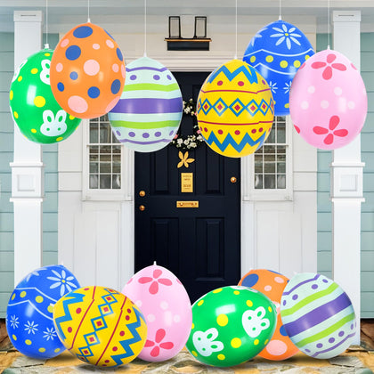 AUYOUNG Easter eggs outdoor 12-pack for vibrant yard decor and Easter fun.