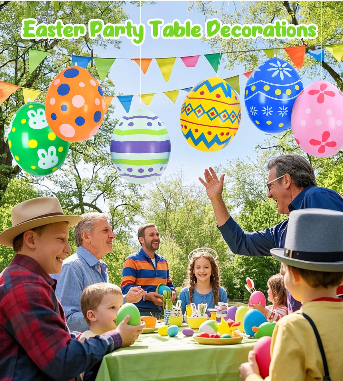 AUYOUNG Easter eggs party setup adds playful decor to outdoor events.