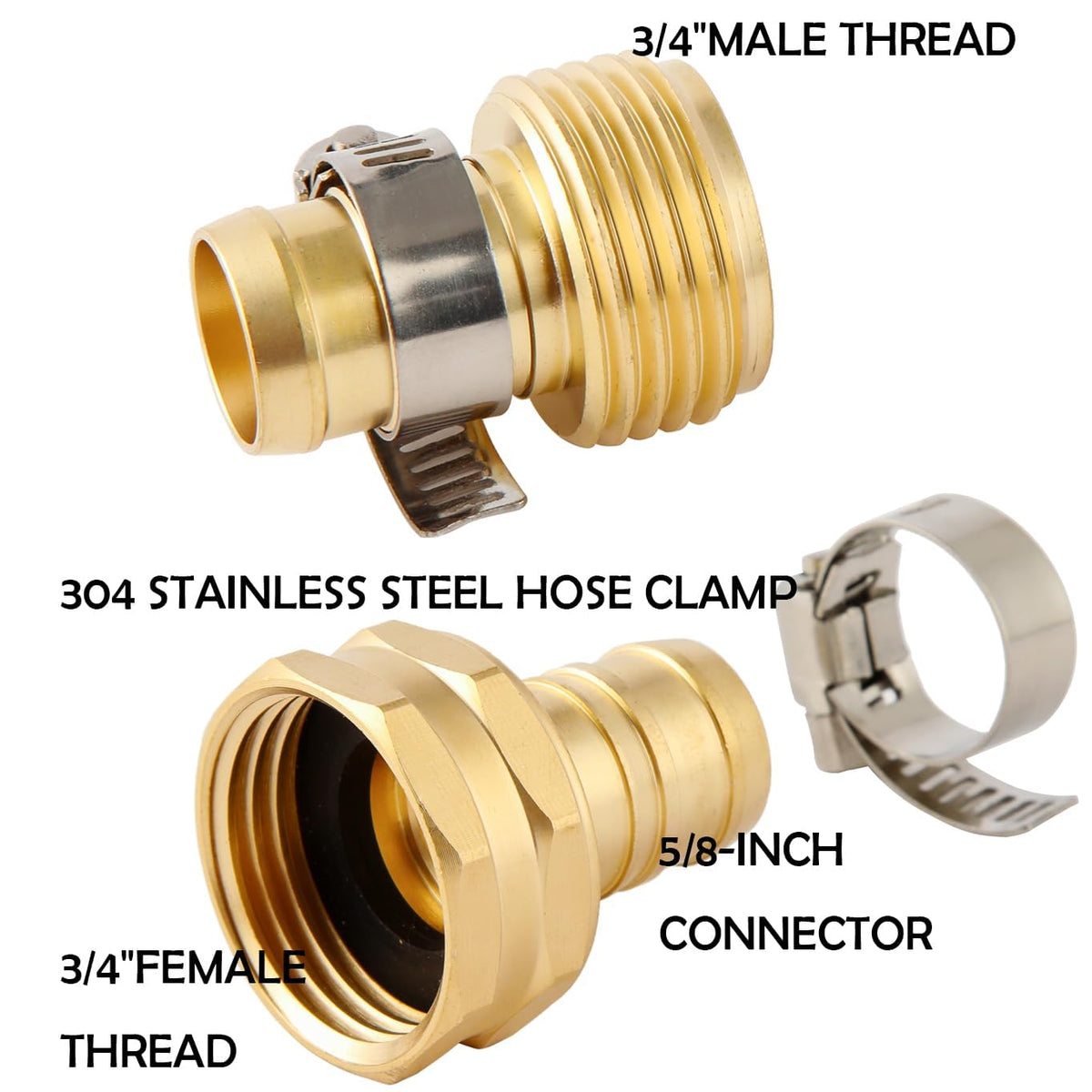 Three-set brass kit shows easy clamp-secured fittings for quick fixes