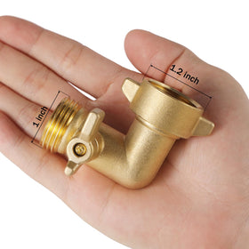 AuySier brass elbow with shut-off valve to regulate water flow.