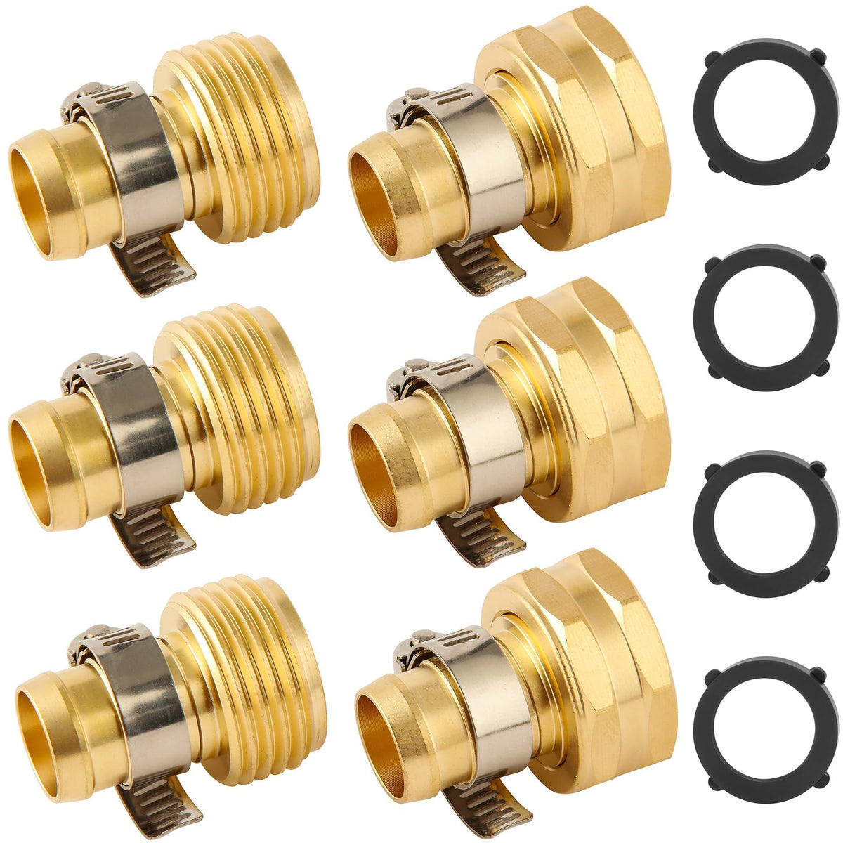 AuySier brass hose repair kit with 5/8 barb and 3/4 GHT connectors for durable repairs