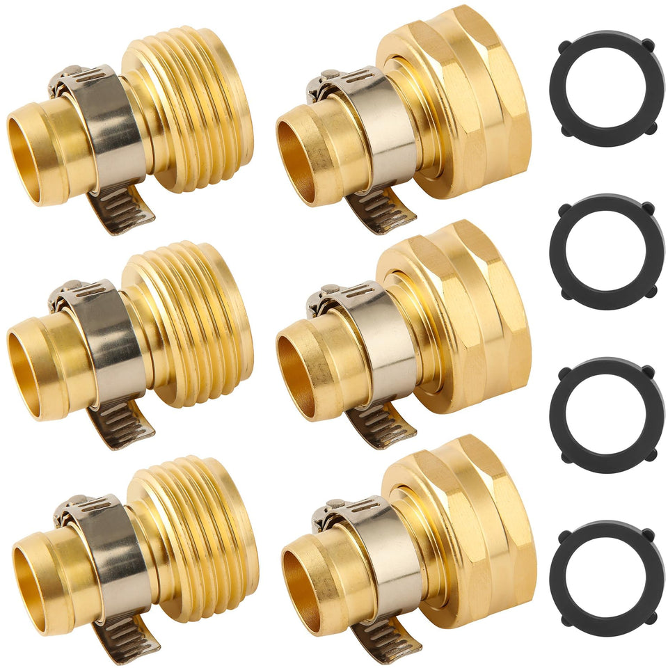 AuySier brass hose repair kit with 5/8 barb and 3/4 GHT connectors for durable repairs