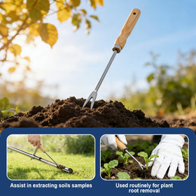 AUZEKER sample-removal aid prevents direct hand contact during soil extraction.