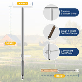 AUZEKER stainless steel core-sampler close-up highlighting durable construction.