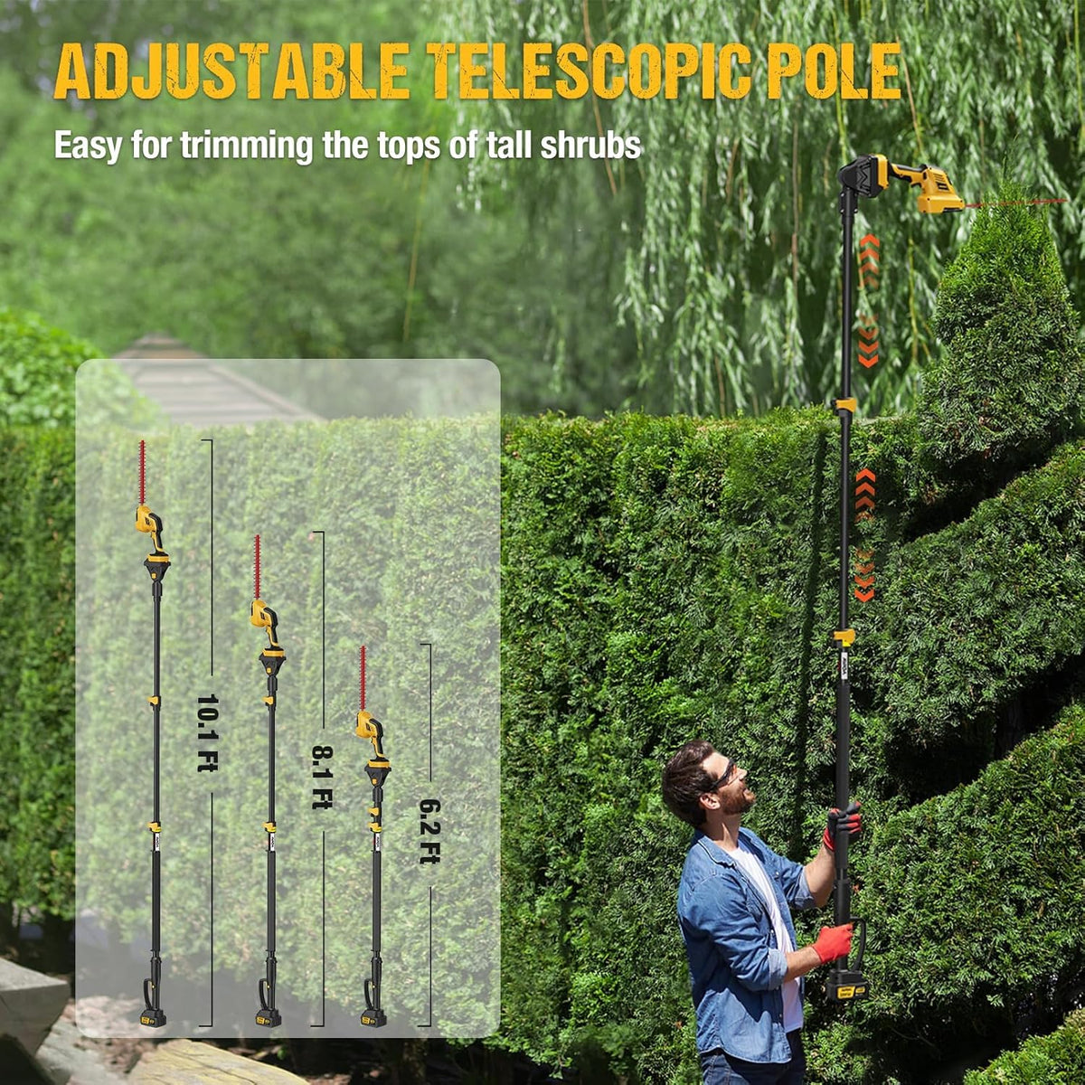 AVADA pole trimmer extended to 16-1 feet reach for distant growth