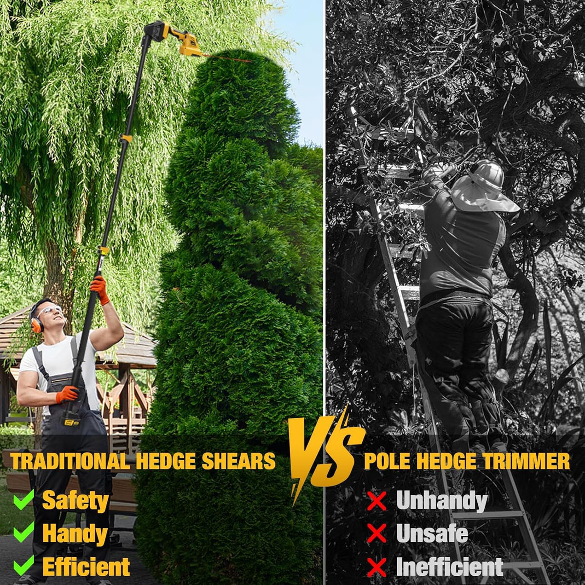 AVADA lightweight hedge trimmer with shoulder strap for easy handling