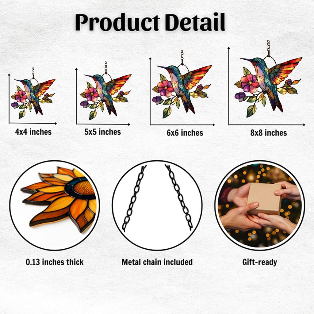 AVAGAN Flowers Hummingbird Suncatcher patio adds charm with shimmering reflections