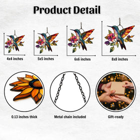 AVAGAN Flowers Hummingbird Suncatcher patio adds charm with shimmering reflections